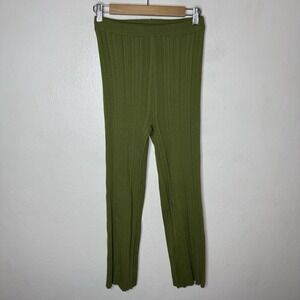 Meshki Deanna Ribbed‎ Knit Green Pants Pull On High Rise Women's XS Bohemian
